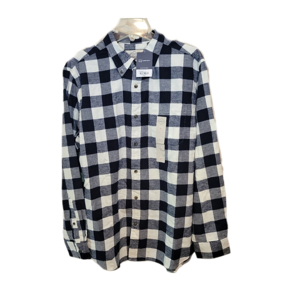 St. John's Bay Men's White Buffalo Plaid Button Down Shirt